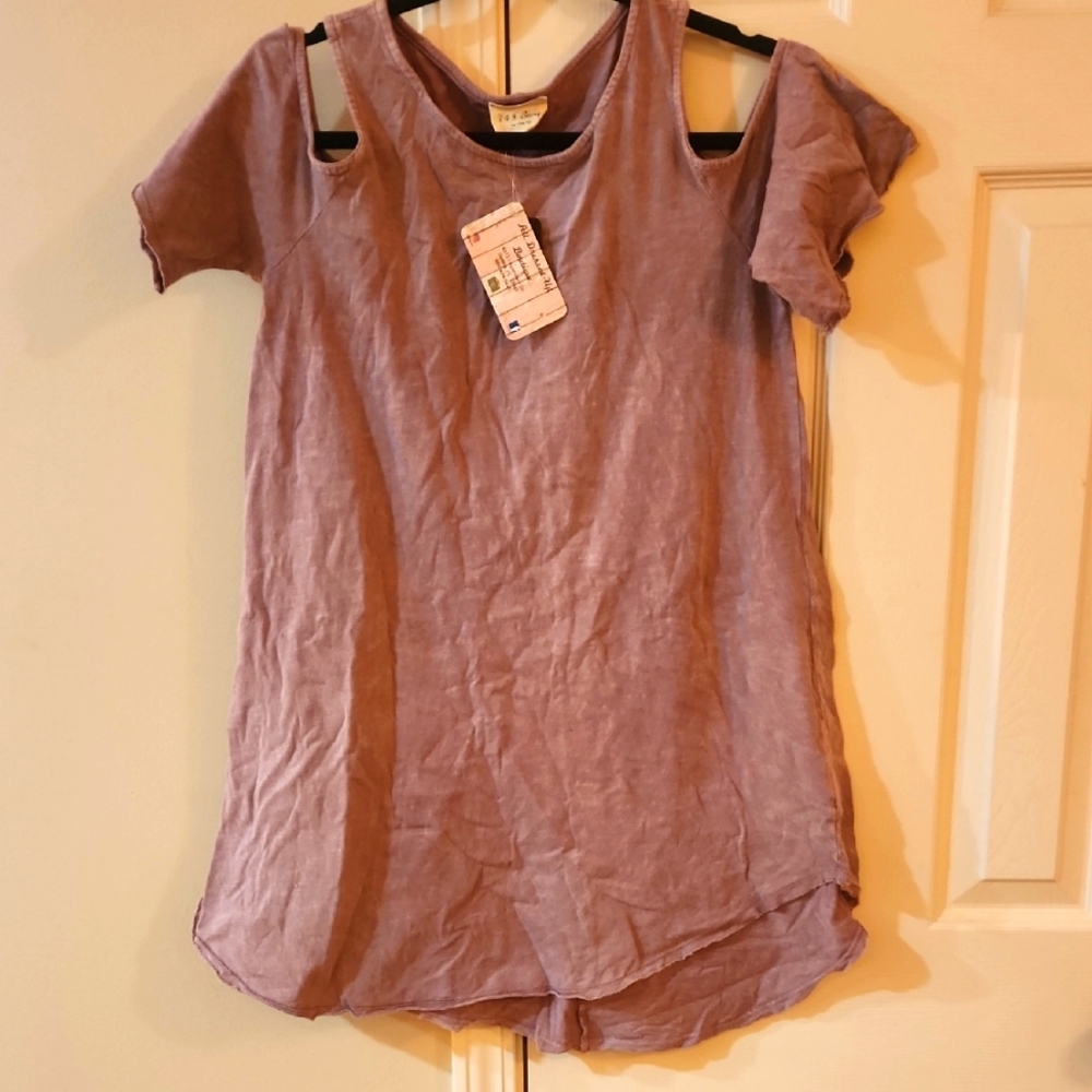 Women's Purple Cold Shoulder Top